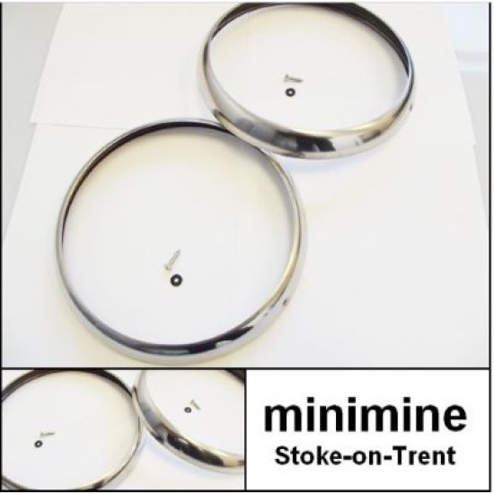 STAINLESS STEEL Outer Headlamp Rim Bezel Ring PAIR