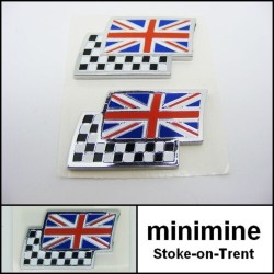 Union Jack Flag Chequered Badge PAIR