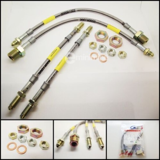 Goodridge Braided 4 Brake Line Hose Kit Front DRUM & Rear Drum