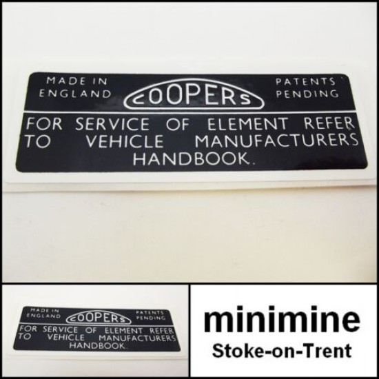 Coopers Air Filter Sticker