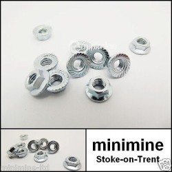 x100 M5 Hexagon Serrated Flange Nut 5mm 5.0mm High, 11mm Across Flat